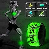 BSeen 2ed Generation LED Slap Band, Patented Heat Sealed Design, Glow in The Dark, Water/Sweat Resistant, Highly Reflective Printing, Artistic Designs, Fashion Meets Safety (Green-Design II)