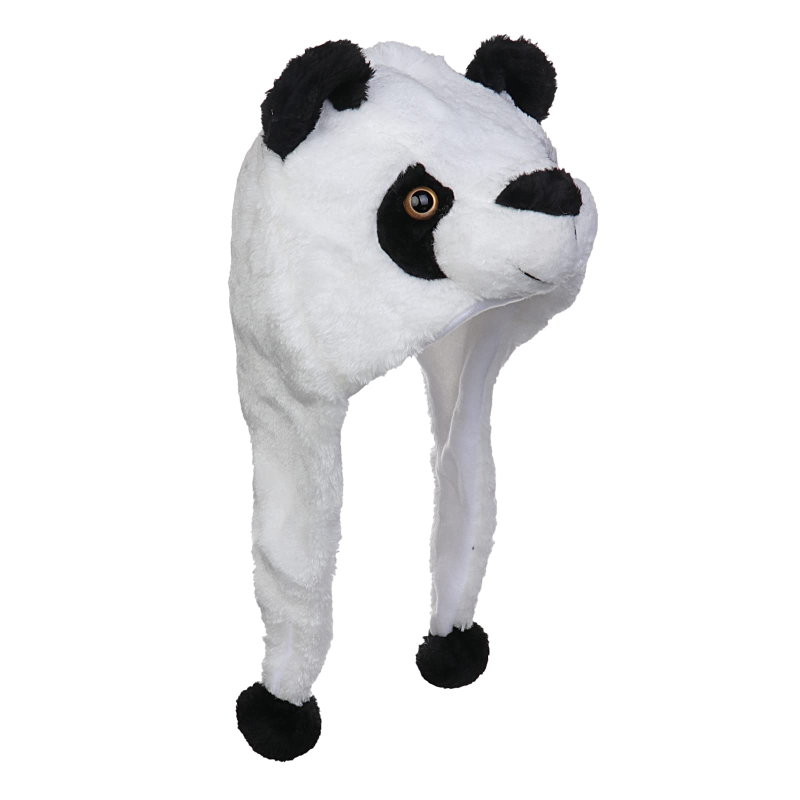 JK Home Funny Plush Animal Hat, Headwear Cartoon Hats, Soft Warm Novelty Stuffed Ear Flaps Scarf Cap, Cosplay Costume Headgear, Headband Photo Props, Unisex Children Adults White Panda