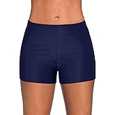 Yonique Womens Swim Shorts Solid Tankini Bottoms Swimsuit Bottoms(Available in Plus)