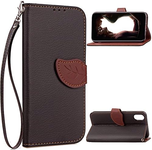 Ggree iphoneX Wallet Case Flip Kickstand Case with Card Slots Mirror Wristlet, Folding Stand Protective Cover for iphone (Black)
