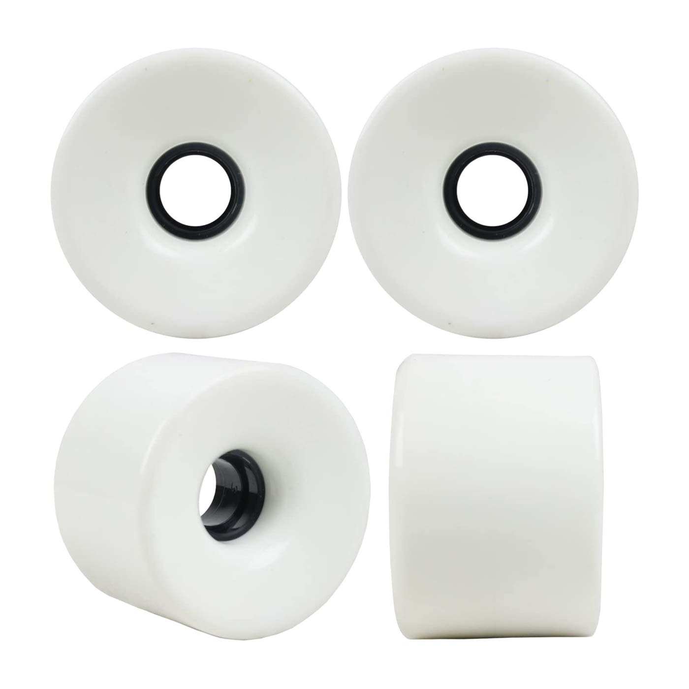 RaceBon 60mm Longboard Skateboard Wheels Hardness 78A Polyurethane Cruising Wheel Free 608 Bearings and Spacers Set of 4 (White)