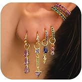 Yewkit Gold Hoop Earrings Set for Women, 7Pcs 14K Gold Plated Hypoallergenic Multiple Piercing Earrings for Women Jewelry Gift