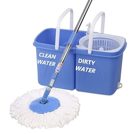 Gala Twin Bucket Spin Mop with 2 refills and 1 liquid dispenser (Blue)