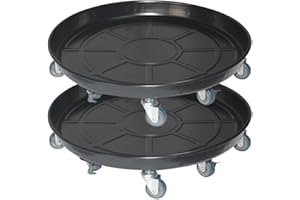 FLRISNTIG 2 Pack 20" Heavy Duty Plant Dolly with Wheels, 380lbs Metal Rolling Plant Stand with Casters, Round Wheeled Planter Caddy Roller Base Carry Potted Tree Flower Pot for Indoor Outdoor Garden, Black