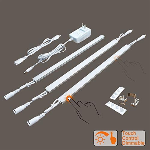 6000K Bright White Under Counter Kitchen Led Light Bar,Extendable Cabinet Lighting Set for Closet Makeup Wall Shelf Display Workbench Attics Hallway Task Lighting,Touch Dimmable,12VDC with Adapter