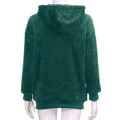 Liraly Womens Tops Clearance New Fashion Women Warm Fluffy Winter Top Hoodie Sweatshirt Ladies Hooded Pullover Jumper(US-14 /CN-L3,Green ) - Thumbnail 3