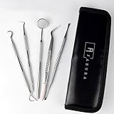 Fabura Dental Hygiene Kit - 5pcs Dentist Tools Anti-Fog Mirror Dental Scaler Tarter Scraper Dental Pick Dental Tweezers For Calculus Tartar Removal Gum Health Teeth Cleaning