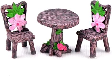 juego de decoracion de mesa y silla en miniatura de resina para jardin y manualidades maceta de flores casa de munecas decoracion de hadas