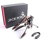 Jack Robin Best Rabbit Vertical Wine Opener - Fastest Wine Opening Tool - Effortless Pulling - Luxurious Rabbit Lever Corkscrew Set - Extra Screw-pull & Foil Cutter - Great Gift Idea For Wine Lovers