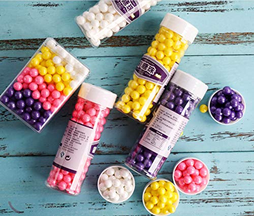 Yellow Edible Candy Pearls Cupcake Cake Toppers, Celebrations Candy Pearls Shaker Jar Wedding Shower Party Cake Food Decoration Supplies 4.6oz - Thumbnail 2