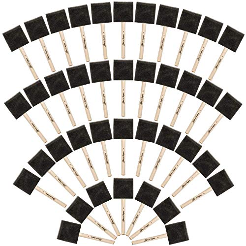 Academy Art Supply - 40 Piece Value Pack of 2 Inch Wide Foam/Sponge Paint Brushes