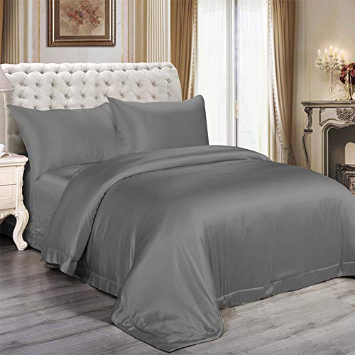 Muama 2 Pack Silk Satin Pillowcases for Hair and Skin, Cool, Soft and Breathable Envelope Closure Pillow Cases Cover【Standard（20x26 Deep Grey】