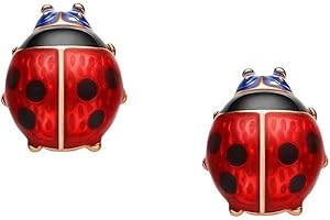 Ladybug Earrings for Women Girls, 925 Sterling Silver Hypoallergenic Stud Earrings Jewelry Gifts