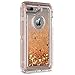 Dexnor iPhone 8 Plus Case, iPhone 7 Plus Case, Glitter 3D Bling Flowing Liquid Case 3 in 1 Shockproof TPU Silicone + PC Protective Defender Cover for iPhone 8 Plus/7 Plus/6S Plus/6 Plus - Light Brown