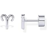 PAVOI 14K Gold Plated 925 Sterling Silver Posts Zodiac Sign Flat Back Earring Studs | Birthday Gift for Women | Astrology Earring Pair