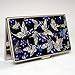 Mother of Pearl MOP Blue Butterfly Business Credit Name Id Card Holder Case Metal Stainless Steel Engraved Slim Purse Pocket Money Wallet