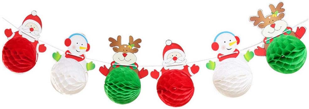 Weihnachtspapier Banner Weihnachtsdekoration Weihnachtsmann Schneemann Papierkugel Pull Blumenfest Hängendes Papier Pompom Blumen Weihnachtsfest-Dekorationen Festival Zubehör