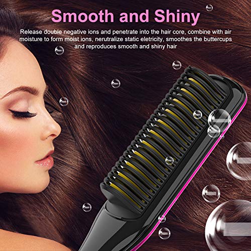 Hair Straightener Brush - JURGEN K Ionic Hair Straightening Brush with Anti-Scald, Auto Temperature Lock, Auto-Off and MCH Ceramic Feature, Dual Voltage Hair Straightener Comb for Home, Travel & Salon - Thumbnail 2