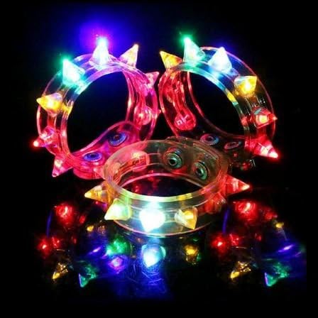Light up Spike Bracelets Pack of 12 Bright led Flashing Blinking Fashion Novelty Multicolor