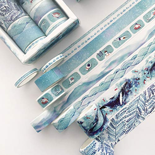 Qupida 8Pcs Green Leaves Cactus Journal Washi Tape Adhesive Tape DIY Scrapbooking Sticker Label Masking Tapes