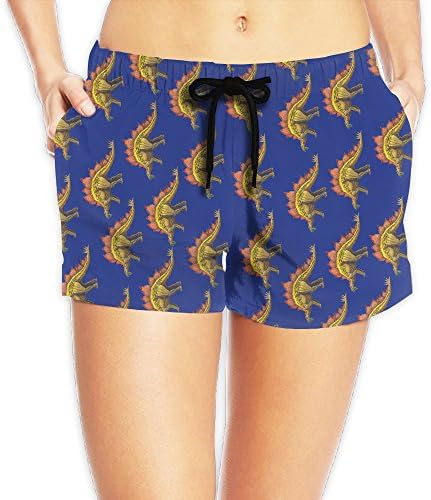 Leggo My Stego Women Printed Wide Waistband Swim Shorts Trunks Boy Short Bottoms With Pockets