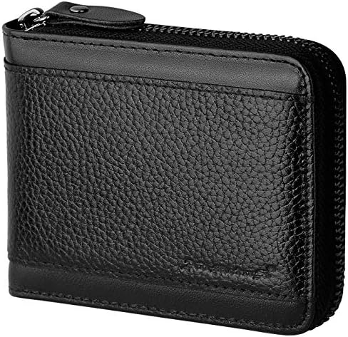 Amazon.com: Huztencor Zipper Wallet Men Leather RFID Blocking