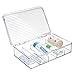 mDesign Plastic Divided First Aid Storage Box Kit with Hinge Lid for Bathroom, Cabinet, Closet - Organize Medicine, Ointments, Adhesive Bandages - 5 Sections, Ligne Collection, Clear