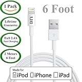 Cell Phone DIY [Apple MFi Certified] (Long 2 Meter / 6ft) Lightning to USB Charger and Data Sync Cable for iPhone, iPad and iPod - Heavy Duty Cord
