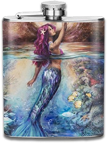 Beautiful Mermaid Under Moonlight Gifts Top Shelf Flasks Stainless Steel Flask