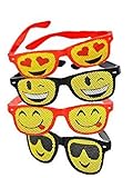 Emoji Mesh Sunglasses - 6 Pack Emoticon Lens Sun Glasses - Fun for Party Favors, Great for Prizes - Play Kreative TM