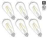 HyperSelect LED Edison Bulb 40W Equivalent - ST64 LED Filament Bulb 3W, Non-Dimmable, 2700K (Warm White), E26 Base, UL - Pack of 6