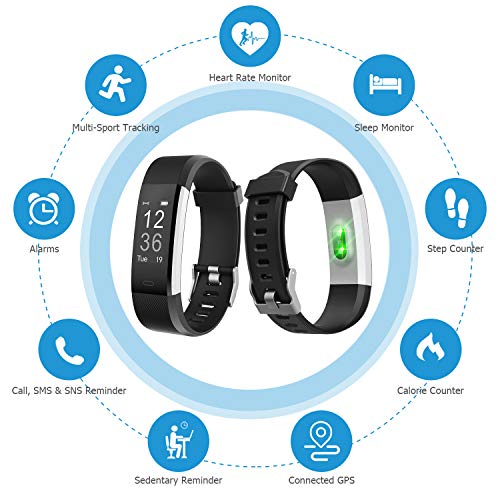 Letsfit Fitness Tracker HR, Activity Tracker Watch with Heart Rate Monitor, Pedometer, Sleep Monitor, 14 Sports Modes, Step Counter, Calorie Counter, IP67 Waterproof Fitness Watch for Kids Women Men