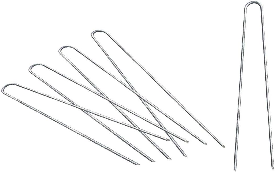 Sandbaggy 12-inch 8-Gauge Round Top Landscape Staples~SOD Staples Garden Stakes Weed Barrier Pins (10 Staples)