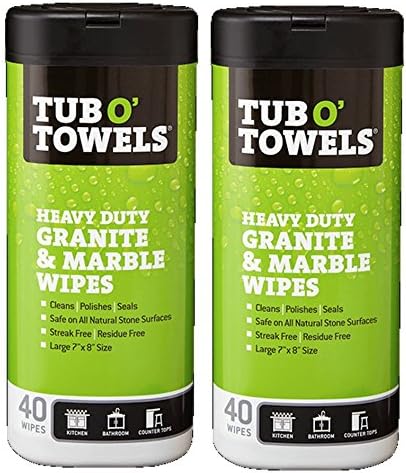 Tub O Towels TW40-GR Granite And Marble Cleaning, Polishing, Sealant All-In-One Wipes - 2 Pack