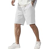 COOFANDY Men's Linen Shorts Casual Elastic Waist Drawstring Short Summer Beach Vacation Shorts