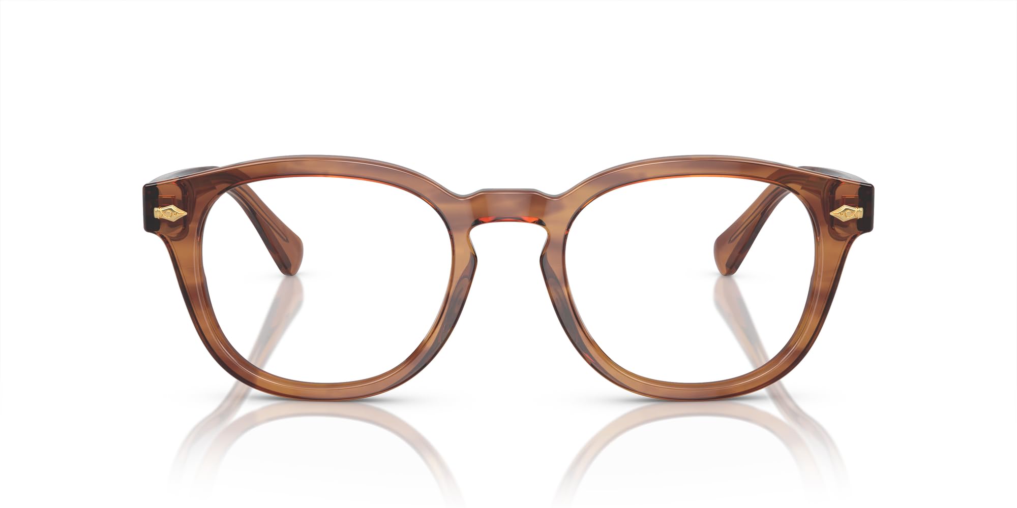 Photo 1 of Polo Ralph Lauren Men's PH2272 Round Prescription Eyewear Frames, Shiny Light Brown Stripe/Demo Lens, 52 mm