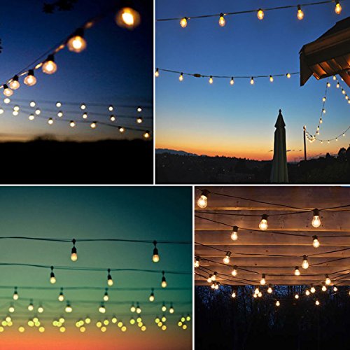 OOOLED 48-Foot Outdoor Weatherproof Commercial Grade String Lights with 16 Hanging Sockets- 24 2W S14 Incandescent Bulbs Included-Perfect Patio Lights & Party Lights-Black - Thumbnail 7
