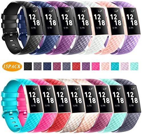 Jiamus Straps Compatible for Fitbit Charge 3,Classic & Special Edition Replacement Fitness Sport Wristband Compatible for Charge 3 and Charge 3 SE, Large Small