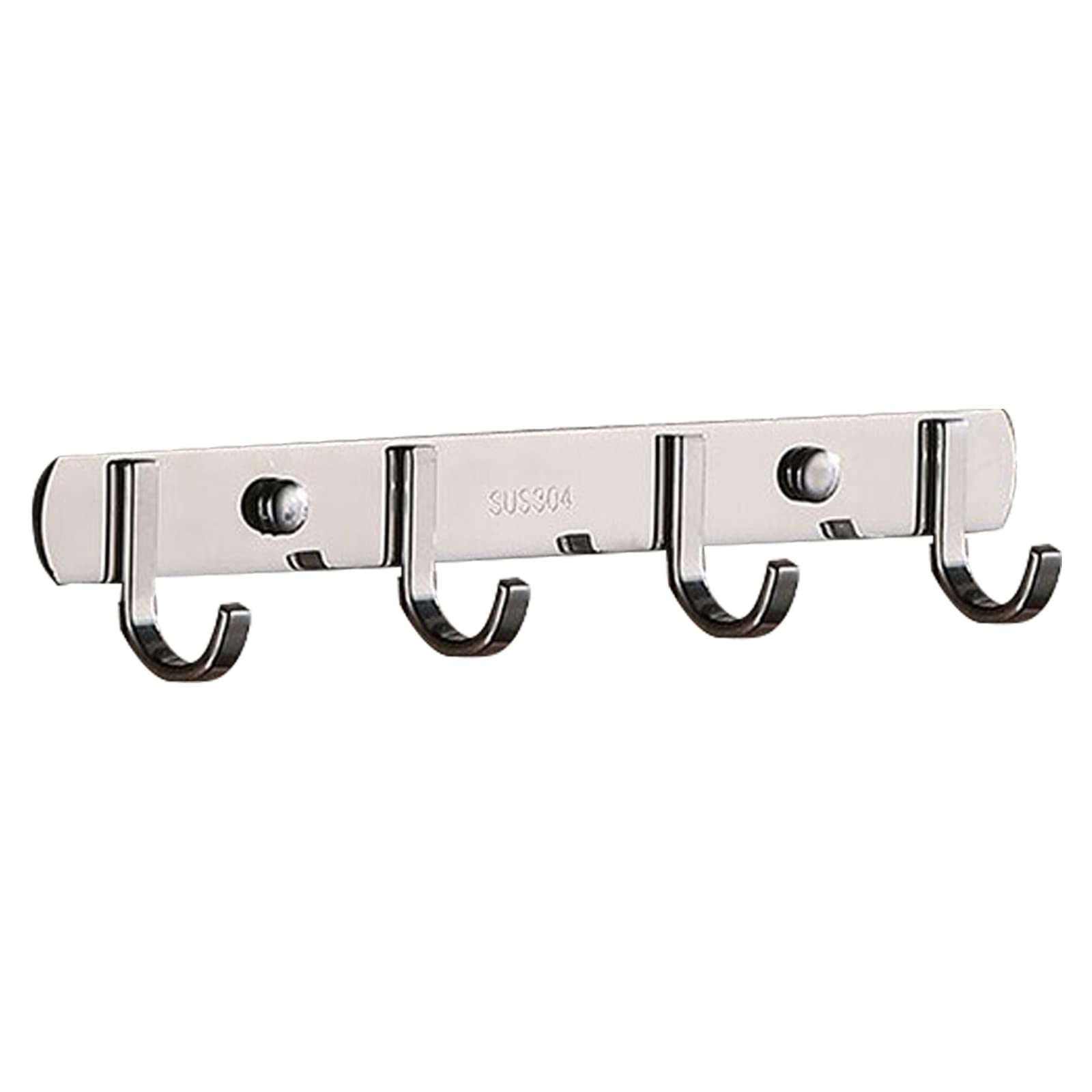 Spotact OTP239 Stainless Steel Coat Rack Heavy Duty Wall Mounted Towel Hanger Modern Metal Clothes Hooks for Entryway Hallway Kitchen Bathroom Bedroom (Flat, 4 Hooks)