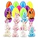 GIGALUMI 12 Pcs Filled Easter Eggs set with 3.94” Assorted Pastel Colorful Plush Bunnies for Easter Basket Stuffers and Easter Egg Hunting Party!