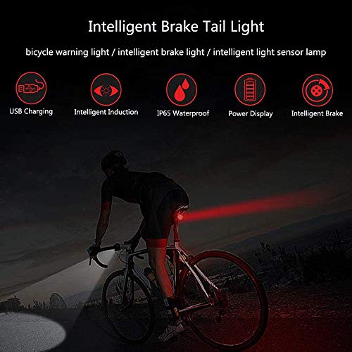 XIAOKOA Smart Bike Tail Light, Bicycle Lights with USB Rechargeable Bike Brake Lights, Colorful Cycling Taillights with Waterproof Rear Bike Lights for Mountain Cycling Taillights, and Road Bike