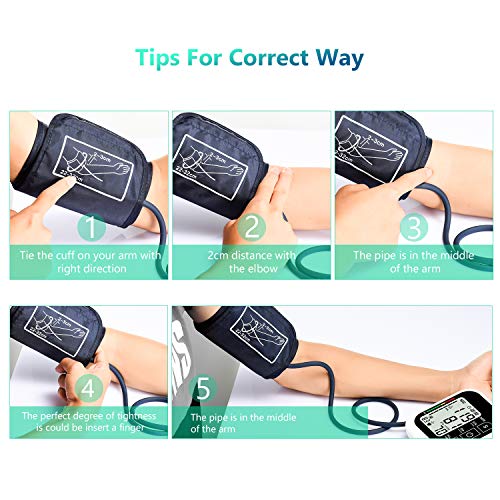 Blood Pressure Monitor,AUCEE Upper Arm Blood Pressure Monitor with USB Rechargeable, Digital Automatic Measure Blood Pressure and Heart Rate Pulse with Wide-Range Cuff for Home use, Large 3.5" Display
