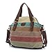 OURBAG Women Canvas Stripe Handbag Cross body Shoulder Bags Tote Satchel Messenger Bag Colorful