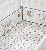 Cuddletime Starry Night Owls Crib Bumper, Gray