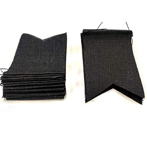 Parfair Dessin 40 Pcs Stiffened Swallowtail Flag Bunting Burlap Banner PreStringed No DIY Garland Decoration for Holidays Camping Halloween Christmas 40 Feet (Black, Flag 1)