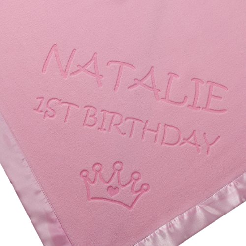 Custom Catch Princess Baby Blanket for Girls - Toddler Girl Crib Bedding, Receiving Blankets (Pink, Blue: 2 Text Lines)