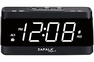 ZAPALA expert Alarm Clock Radio, 2 Alarms Large LED Display Digital FM Clock Radio with USB Charging Port, Adjustable Volume 