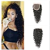Brazilian Virgin Human Hair Deep Wave Lace Closure 4