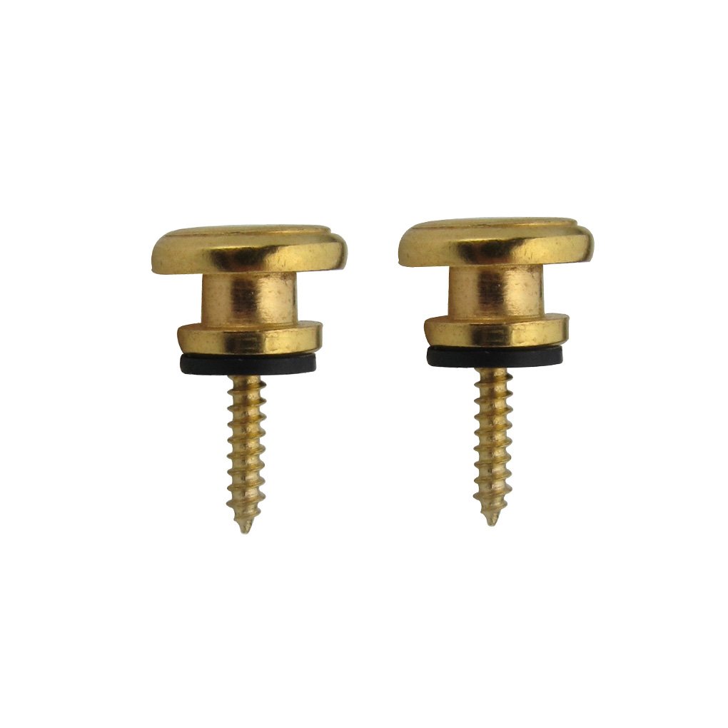 FLEOR 2pcs Metal Guitar Strap Mushrooms Head Button Strap Locks End Pins with Mounting Screws for Acoustic Electric Guitar Bass Parts, Golden