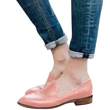 Sandalen Damen Freizeitschuhe Frauen Slip-On Lässige Slipper Britische Stil Lederschuhe mit Quadratische Ferse Outdoor Schuhe
